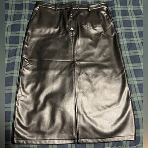 Dynamite Black Faux Leather Midi Skirt (NWT)